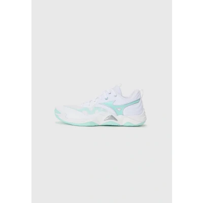 Image of Mizuno WAVE Momentum Elite Volleyball shoes, Women&#039;s, Size: 5.5, White/blue tint shoes