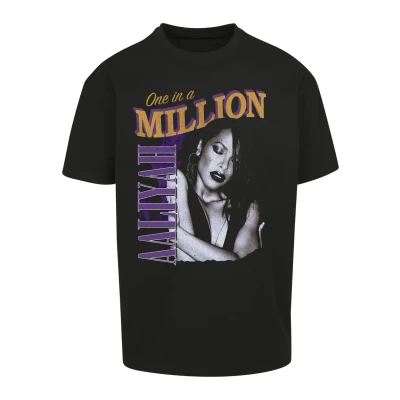 Image of Mister Tee Men&#039;s Aaliyah One in a Million Oversize T Shirt, Black, S