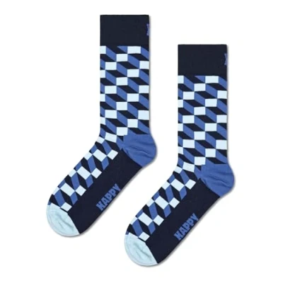 Image of Happy Socks Filled Optic SOCK Unisex Socks, Size: 4 7, Blue