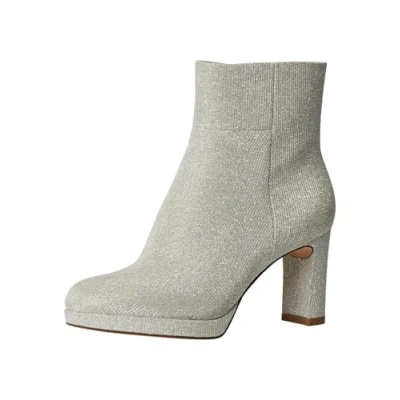 Image of Tamaris Platform ankle boots, Women&#039;s, Size: 8, Silver glam Textile