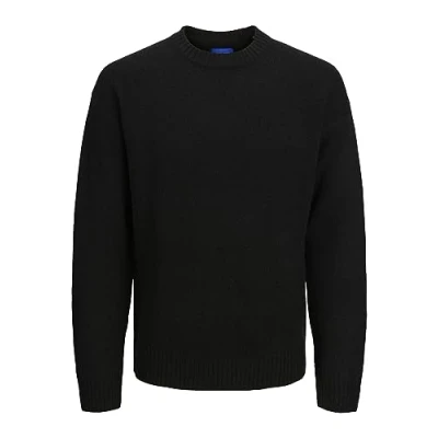 Image of JACK &amp; JONES Men&#039;s Jorollie Knit Crew Neck Jumper, Black, XXL