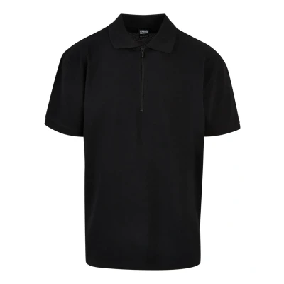 Image of Urban Classics Men&#039;s Oversized Zip Polo Shirt, Black, S