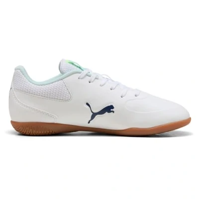 Image of Puma Truco III Unisex Indoor football boots for kids, Size: 3, White/aqua fizzy light shoes