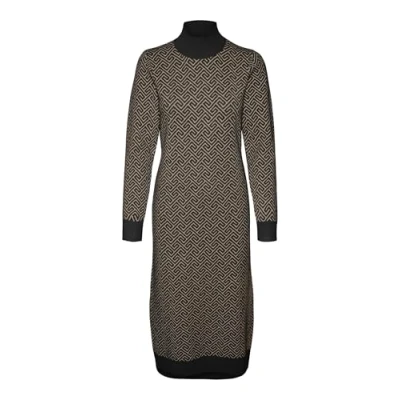 Image of Vero Moda Vmaria ART HIGH NECK CALF dress Shift Black/silver mink, Women&#039;s, Size: XS, mink