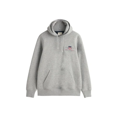 Image of GANT Medium Archive Shield Hoodie Sweatshirt, Men&#039;s, Size: XL, Grey melange