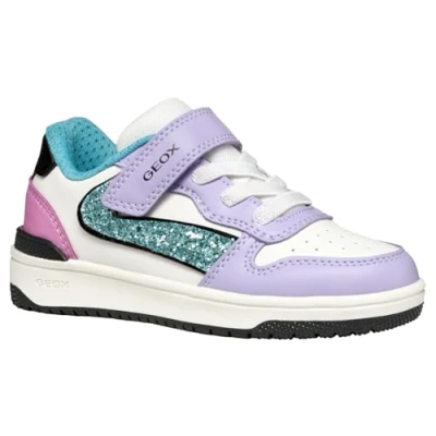Image of Geox Washiba GIRL Trainers for kids, Size: 7K, Lilac/turquoise Imitation leather/ textile
