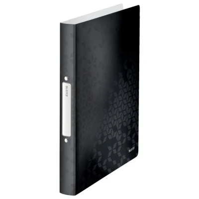 Image of Leitz 2 Ring Binder, Holds up to 190 Sheets, Wow Range, 25 mm Spine, 42570095 A4, Black