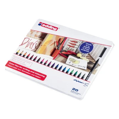 Image of edding 1300 colour pen medium multi coloured 20 pens round nib 2 mm felt for drawing and writing school, mandalas, bullet journals