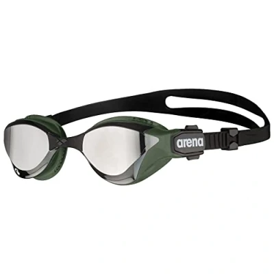 Image of ARENA Unisex Adult Cobra TRI Swipe MR Swimming Goggles, Silver Army, One Size