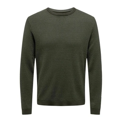 Image of Only &amp; Sons Men&#039;s Knitted Jumper, Rosin/Model: Forest Night Dots, XXL
