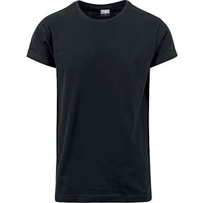 Image of Urban Classics Men&#039;s Turnup Tee T Shirt, Black (Black 7), XL