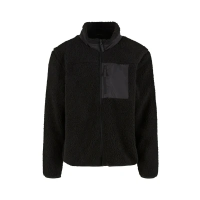 Image of Urban Classics WITH Stand UP Collar Fleece jacket, Men&#039;s, Size: 3XL, Black