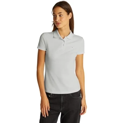 Image of Tommy Jeans SLIM Essential Polo shirt, Women&#039;s, Size: 6, Ecru