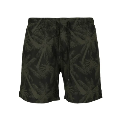 Image of Urban Classics Pattern Swimming shorts, Men&#039;s, Size: 3XL, Palm/olive