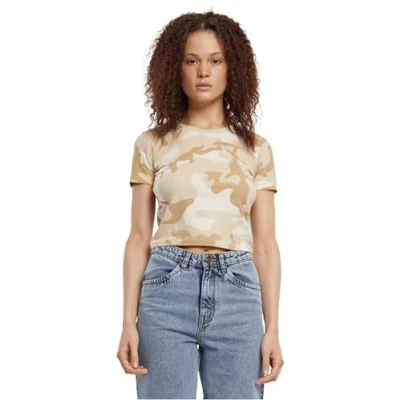 Image of Urban Classics Cropped CAMO Print Tshirt, Women&#039;s, Size: XXL, Simplesandcamo