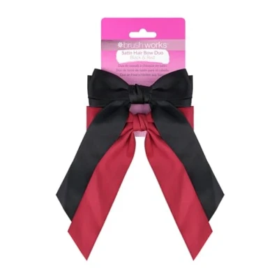 Image of brushworks Satin Hair Bow Duo Red and Black
