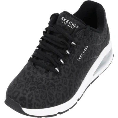 Image of Skechers Sport UNO 2 Trainers, Women&#039;s, Size: 3.5, Black tonal leopard print durabuck/ mesh trim High quality imitation leather