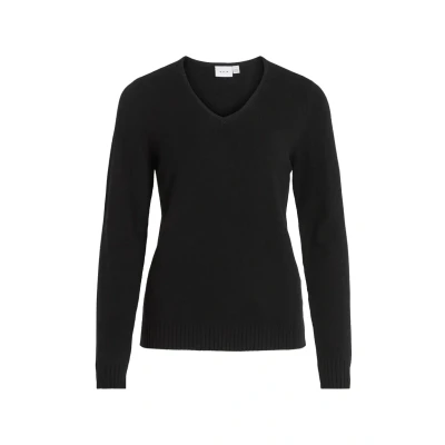 Image of Vila Women&#039;s Viril V neck L/S Knit Top Noos Sweater, Black, M