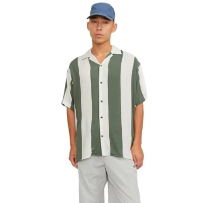 Image of Jack &amp; Jones Jcojeff Resort Relax Shirt, Men&#039;s, Size: Medium, Agave green