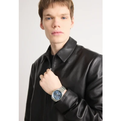 Image of BOSS Skytraveller Watch silvercoloured/goldcoloured/blue, Men&#039;s, Size: One Size, Silver coloured/gold coloured/blue
