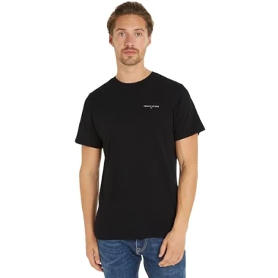 Image of Tommy Jeans SLIM Linear Chest TEE Basic Tshirt, Men&#039;s, Size: 34, Black