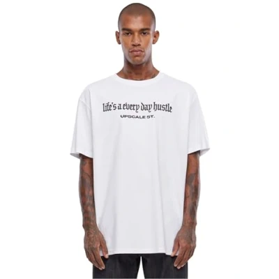 Image of Upscale by Mister Tee Hustle Print Tshirt, Men&#039;s, Size: XL, White