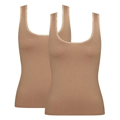 Image of Sloggi GO TANK TOP 2 PACK Undershirt, Women&#039;s, Size: 30A C. 32A/B, Nostalgic brown