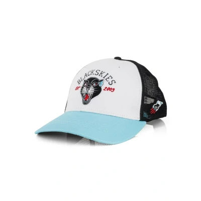 Image of Blackskies Unisex Traditional Tattoo Trucker Panther Cap White black blue, Size: One Size, blue