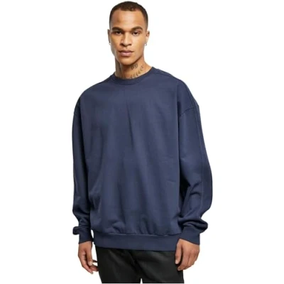 Image of Urban Classics Men&#039;s Heavy Terry Garment Dye Crew Sweatshirt, Darkblue, S