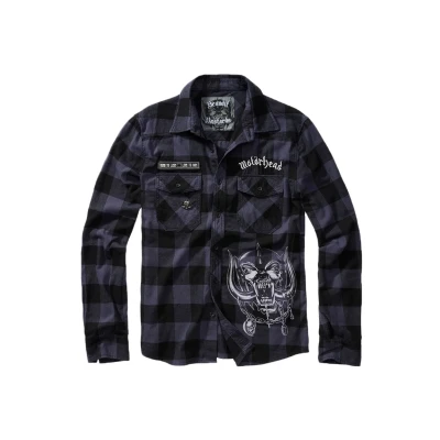Image of Brandit Men&#039;s Motörhead Checkshirt Black Grey Shirt, Schwarz/Grau, S