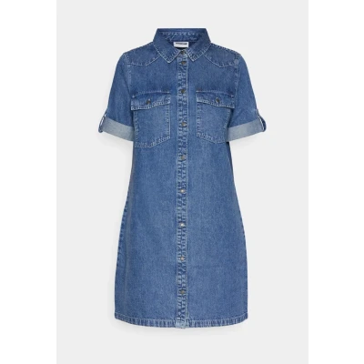 Image of Noisy May Nmnew Signe Dress denim dress, Women&#039;s, Size: 10, Medium blue