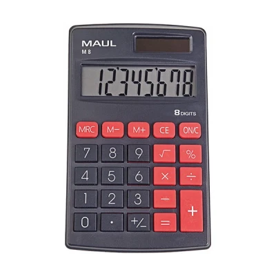 Image of MAUL Calculator M8 Small with 8 Digits Display Standard Functions for Office, Home, School Solar Battery Use in the Dark Black
