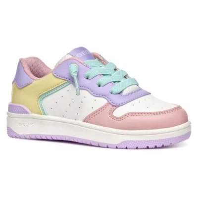 Image of Geox Washiba GIRL Trainers for kids, Size: 6, Lilac/light yellow Imitation leather/ textile