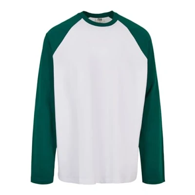 Image of Urban Classics Organic Oversized Raglan Longsleeve Long sleeved top, Men&#039;s, Size: Large, White/green
