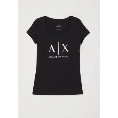Image of Armani Exchange Women&#039;s Logo Ss T Shirt, Black, XS