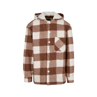Image of Urban Classics BIG Check WITH HOOD Summer jacket, Men&#039;s, Size: Large, Whitesand lightrust