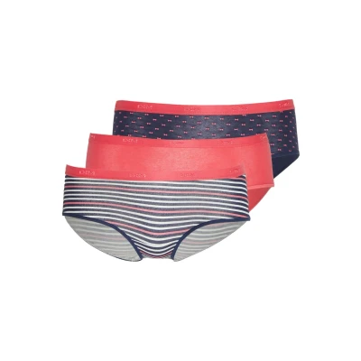 Image of DIM Pocket Boxer 3 PACK Briefs, Women&#039;s, Size: Small, Pink/dark blue/dark blue