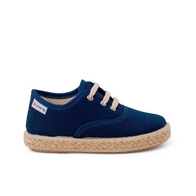 Image of Pisamonas Canvas Trainers With Espadrilles Laces And Sole Size 2 Color Blue