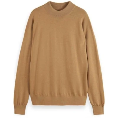 Image of Scotch &amp; Soda CORE Dropped Shoulder MOCK NECK Jumper, Men&#039;s, Size: Medium, Light camel