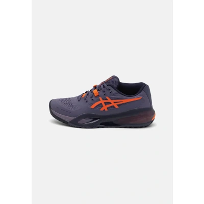 Image of Asics Gelresolution X Multicourt tennis shoes, Men&#039;s, Size: 11.5, Greyish purple/nova orange shoes