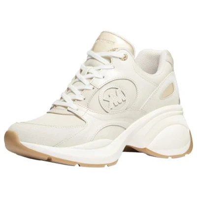 Image of Michael Kors ZUMA Trainer Trainers, Women&#039;s, Size: 6, Pale gold Leather and textile