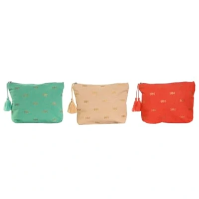 Image of Home ESPRIT Travel Toiletry Bag Green Beige Coral 25 x 5 20 cm (3 Units), Multicoloured