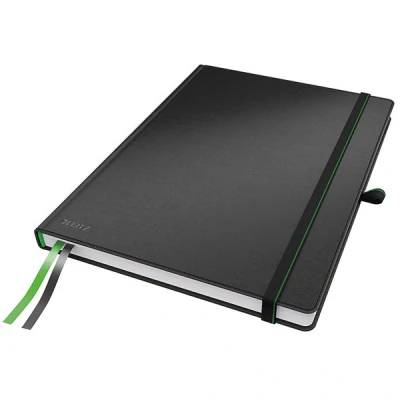 Image of Leitz A4 Hard Cover Notebook, Black (80 Sheets, Ruled, with 2 Bookmarks, 100 gsm Ivory Paper, Complete Range)