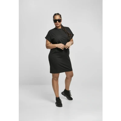 Image of Urban Classics Ladies Organic Cotton CUT ON Sleeve TEE Dress Jersey dress, Women&#039;s, Size: XS, Black