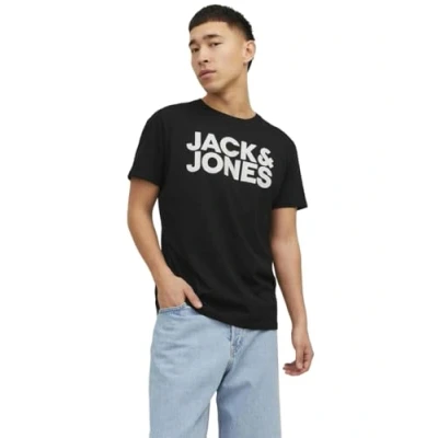 Image of Jack &amp; Jones Jjecorp LOGO Oneck NOOS Print Tshirt, Men&#039;s, Size: XS, Black