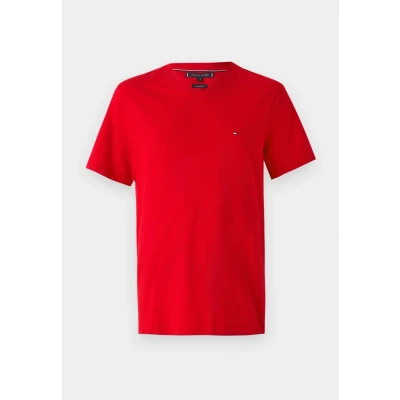 Image of Tommy Hilfiger Essential V NECK TEE Basic Tshirt, Men&#039;s, Size: XS, Medium red