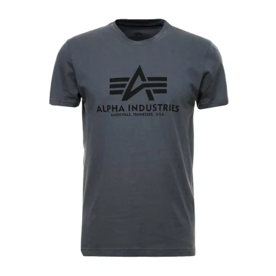 Image of Alpha Industries Print Tshirt grey/black, Men&#039;s, Size: Small, Grey/black