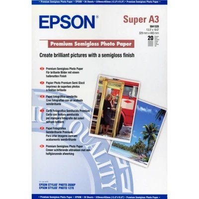 Image of Epson A3 Premium Semi Gloss Photo Paper A3+ 250gsm 20 Count (Pack of 1) C13S041328