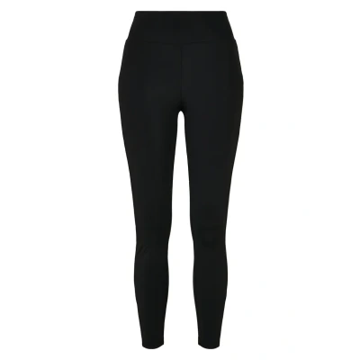 Image of Urban Classics Ladies Highwaist Shiny Stripe Leggings Trousers, Women&#039;s, Size: XL, Black/black