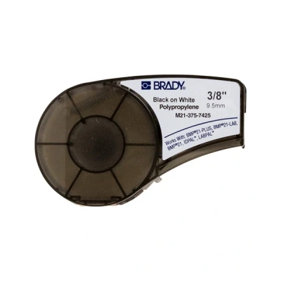 Image of Brady Polypropylene Tape for BMP21 PLUS; LAB; BMP21, 9.53 mm x 6.40 m, Black on White